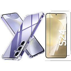 Coque Pour Samsung Galaxy S24 Silicone Transparente Angles Renforces + Verre Trempe Little Boutik©