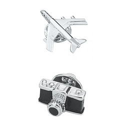 2pcs Broche à La Mode en Forme d'Avion et Caméra Pour Hommes et Femmes