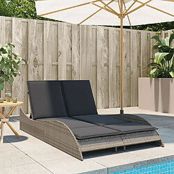 Avis Maison Chic Chaise longue avec coussins, Transats, Bain de Soleil gris 114x205x73 cm résine tressée