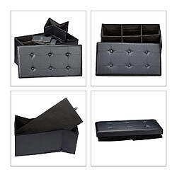 Helloshop26 Banquette banc coffre de rangement avc tiroirs 76 cm noir 3013003