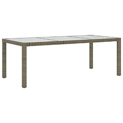 vidaXL Table de jardin Gris 190x90x75 cm Verre trempé/résine tressée