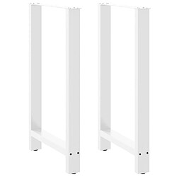 vidaXL Pieds de table basse blanc 2 pcs 60x(100-101) cm acier