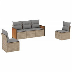 Maison Chic Salon de jardin avec coussins 5 pcs | Ensemble de Table et chaises | Mobilier d'Extérieur beige résine tressée -GKD35277