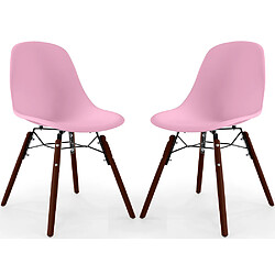 ICONIK INTERIOR Chaises de Salle à Manger - Design Scandinave - Pieds en Bois Sombre - Lot de 2 - Skögur Rose