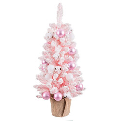 BigBuy Christmas Sapin de Noël Rose PVC Fleurs Balles 30 x 30 x 90 cm