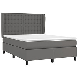 Avis Maison Chic Lit Adulte - Lit simple Lit à sommier tapissier avec matelas moelleux - Meuble de Chambre - Gris 140x190 cm Similicuir -MN38747