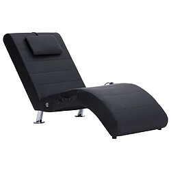 Maison Chic Chaise longue de massage avec oreiller| Bain de soleil Relax | Transat Noir Similicuir -GKD97107