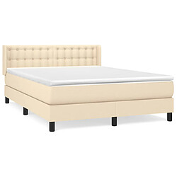 vidaXL Sommier à lattes de lit avec matelas Crème 140x190 cm Tissu