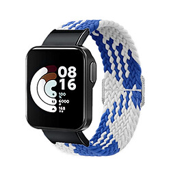 Bracelet en nylon tressé, élastique, bleu/blanc pour votre Xiaomi Redmi Watch