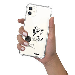 Coque iPhone 11 anti-choc souple avec angles renforcés transparente Chat et Laine Evetane pas cher