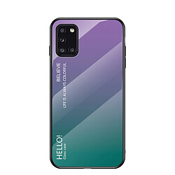 Coque en TPU dégradé de couleur cool violet/vert pour votre Samsung Galaxy A31