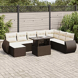 vidaXL Salon de jardin avec coussins 9 pcs marron résine tressée