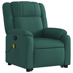 Avis vidaXL Fauteuil inclinable de massage Vert foncé Tissu