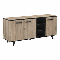 Demeyere Ensemble scandinave meuble TV + table basse + buffet mélaminé - chêne brossé et noir