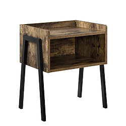 Helloshop26 Table de chevet de nuit table commode pieds en métal 52 cm effet bois et noir 03_0003146