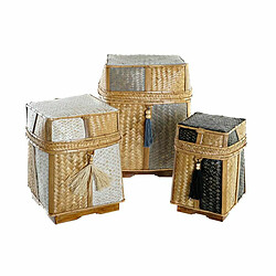 Set de basket DKD Home Decor Naturel 33 x 33 x 40 cm Bambou 32 x 32 x 40 cm Boho