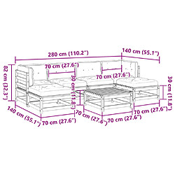 vidaXL Salon de jardin 7 pcs avec coussins bois de pin massif pas cher
