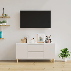 Avis Maison Chic Meuble TV scandinave - Banc TV pour salon Blanc brillant 102x44,5x50 cm Bois d'ingénierie -MN38261