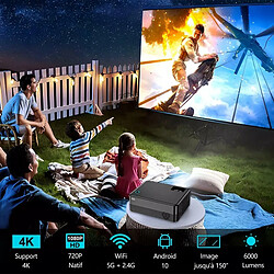 Acheter Vidéoprojecteur TROISC ALTA, Mini Android TV Projecteur WiFi 5G, 6000 lumens, Zoom100%- 50%, Bluetooth, Correction trapézoïdale 4D/4P, Recopie d'écran, Airplay, Miracast, Wi-Fi Direct