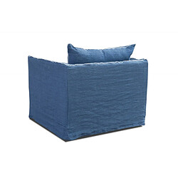 Inside 75 Cartagene - fauteuil en lin bleu - 80 cm