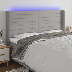 Maison Chic Tête de lit scandinave à LED,meuble de chambre Gris clair 163x16x118/128 cm Tissu -MN39192