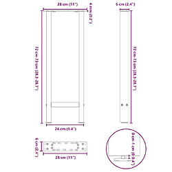 vidaXL Pieds de table basse anthracite 2 pcs 28x(72-73) cm acier pas cher