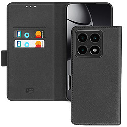 3mk Étui pour Xiaomi 14T Cuir Saffiano Clapet Porte-carte et Support Vidéo Noir