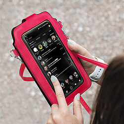 Avizar Sacoche bandoulière Smartphone Membrane tactile style Cuir de cheval Rose pas cher