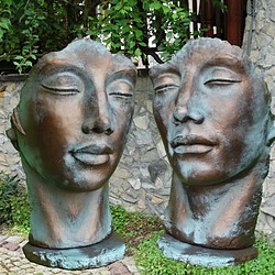 Jardinex Statue visage femm... 115 cm - Bronze