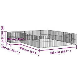 vidaXL Parc pour chien 20 panneaux noir acier galvanisé pas cher