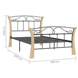 vidaXL Cadre de lit sans matelas noir métal 100x200 cm pas cher