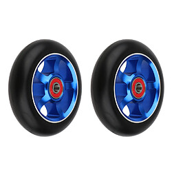 1 paire de roues de scooter cascadeur 100mm de remplacement avec roulement et bagues bleu pas cher