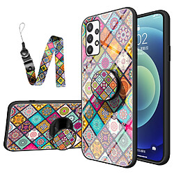 Coque en TPU anti-rayures avec béquille et lanière Motif en damier pour votre Samsung Galaxy A73 5G