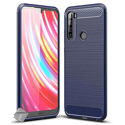 Htdmobiles Coque silicone gel carbone pour Xiaomi Redmi Note 8T + film ecran - BLEU FONCE