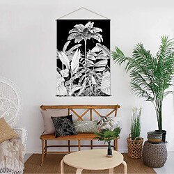 Toilinux Toile murale imprimée palmier - 90 x 130 cm - Noir et blanc