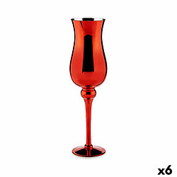 Gift Decor Bougeoir Verre Rouge 13,5 x 4,5 x 13,5 cm (6 Unités)