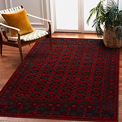 RUGSX Tapis en laine OMEGA BUCHARA Cadre, cercles rouge 200x300 cm pas cher