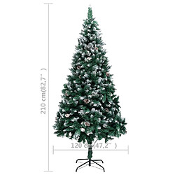 vidaXL Arbre de Noël artificiel pré-éclairé/boules pommes de pin 210cm pas cher