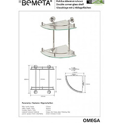 Bemeta - Maison De La Tendance Etagère, tablette de coin double en verre OMEGA 27x40x27cm