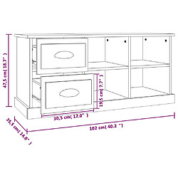 vidaXL Meuble TV gris béton 102x35,5x47,5 cm bois d'ingénierie pas cher