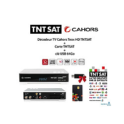 Pack Décodeur TV Cahors Teox HD TNTSAT + Carte TNTSAT + clé USB 64Go