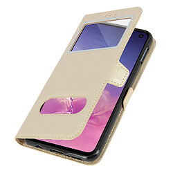 Avizar Etui Samsung Galaxy S10e Housse Folio Double Fenêtre Fonction Support doré