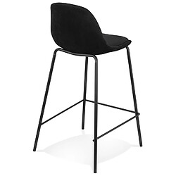 Avis Alterego Tabouret snack mi-hauteur 'FENTON MINI' en velours noir et pied en métal noir