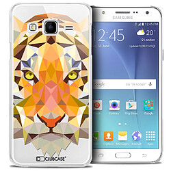 Caseink Coque Housse Etui Samsung Galaxy J7 (J700) [Crystal HD Polygon Series Animal - Rigide - Ultra Fin - Imprimé en France] - Tigre