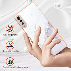 Coque en TPU IMD anti-empreintes digitales motif marbre, électroplaqué blanc 006 pour votre LG Velvet 4G