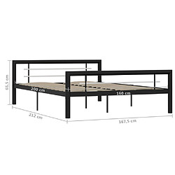 vidaXL Cadre de lit sans matelas noir et blanc métal 160x200 cm pas cher