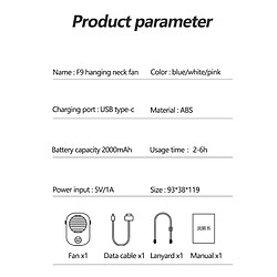 Acheter Universal Ventilateur à col suspendu mini refroidisseur USB 2000mAh rechargeable Ventilateur de refroidissement silencieux portatif pour les voyages en plein air Home |