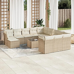 Maison Chic Salon de jardin avec coussins 13 pcs | Ensemble de Table et chaises | Mobilier d'Extérieur beige résine tressée -GKD16828