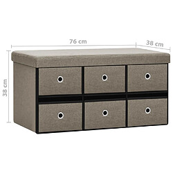 vidaXL Banc de rangement pliable Taupe 76x38x38 cm Faux lin pas cher