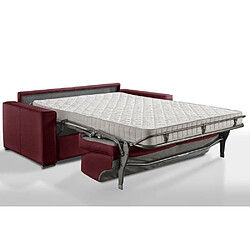 Inside 75 Canapé convertible EXPRESS PREMIUM 120 cm sommier lattes RENATONISI matelas BULTEX cuir vachette bordeaux